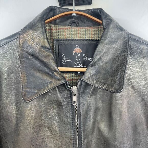 Luis Alvaro Black Long Sleeve Full Zip Genuine Leather Outerwear Jacket Medium - Picture 2 of 9